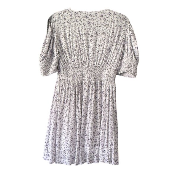 Lulus White Purple Ditsy Floral Button Detail Mini Dress M Cottagecore GIrly - Picture 4 of 7